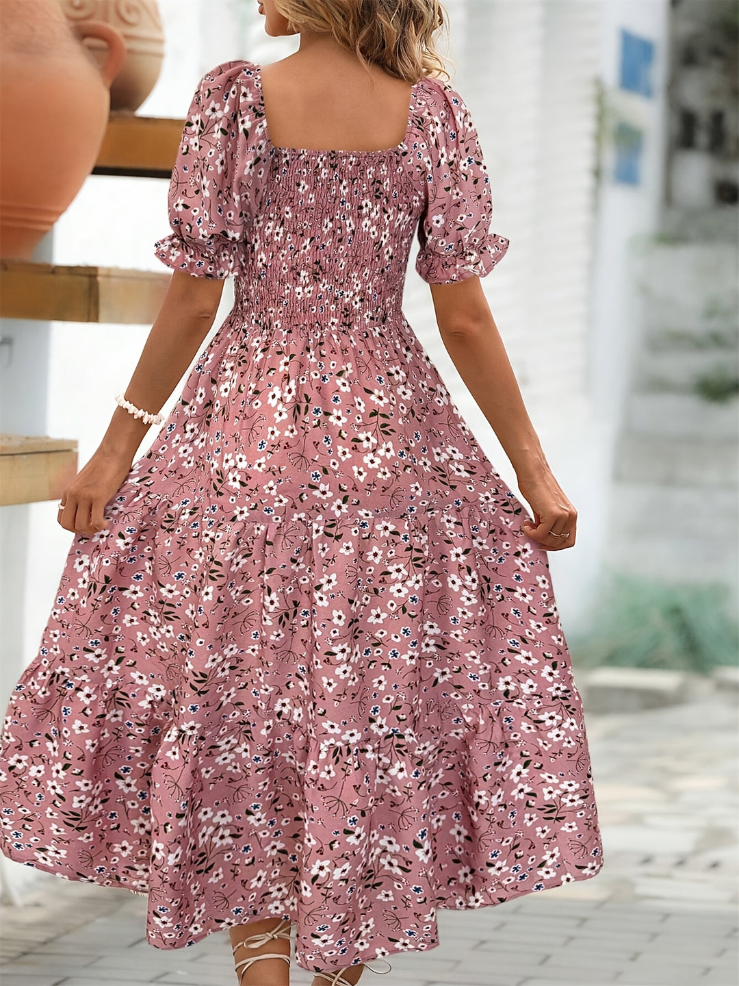 Laura™ | Elegant Midi Kjole med Blomstermønster