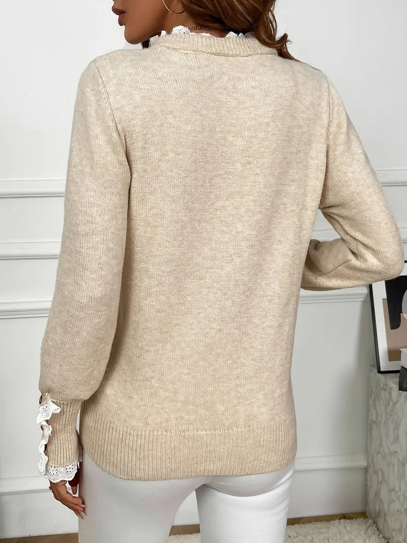 Sofie™ | Elegant strikket sweater med flæser og knapper