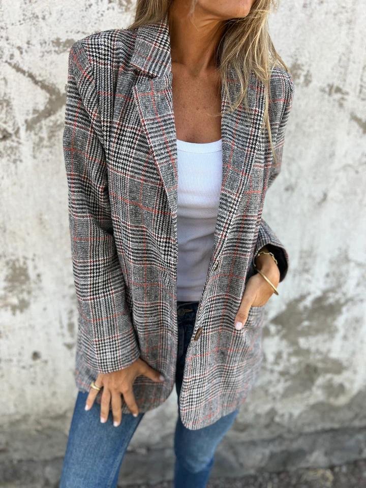 Josefine™ | Blazer med Revers i Ternet Mønster