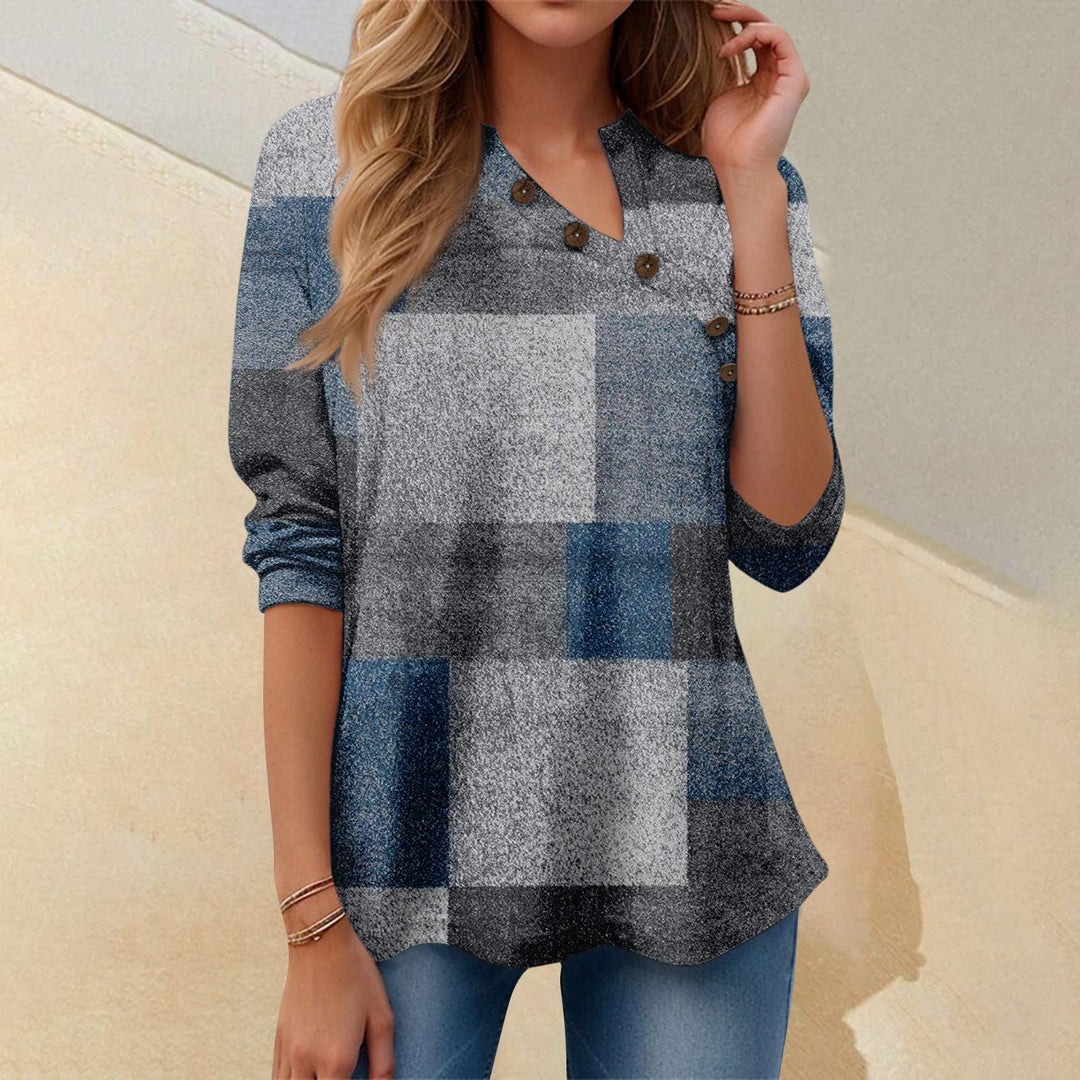 Sofie | V-hals Bluse med Knapper