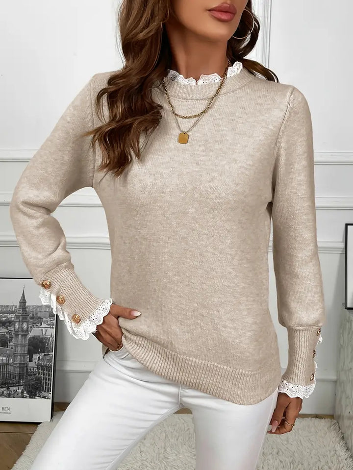 Sofie™ | Elegant strikket sweater med flæser og knapper