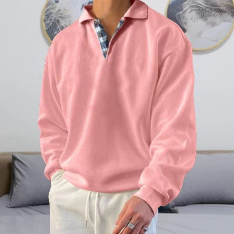 Valdemar | Herre Casual Pullover med Ternet Krave