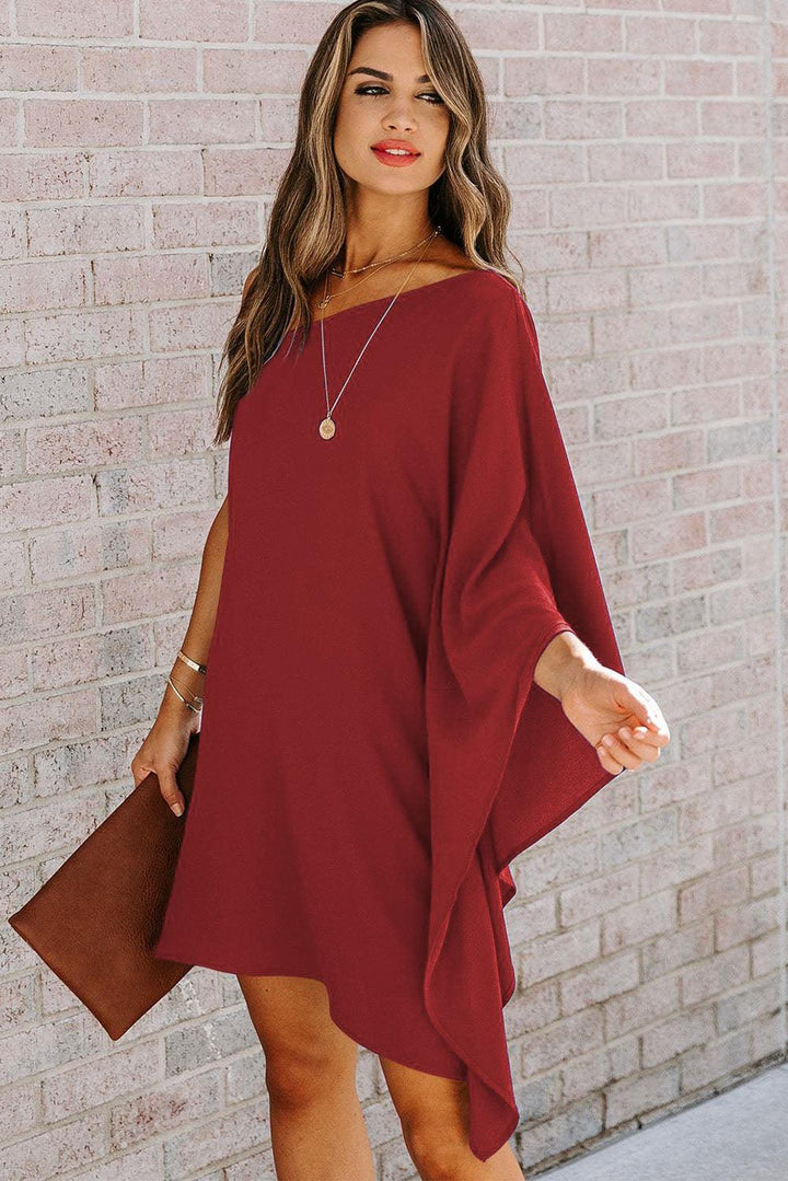 Cornelia™ | Elegant One-Shoulder Mini Kjole med Flagermusærmer