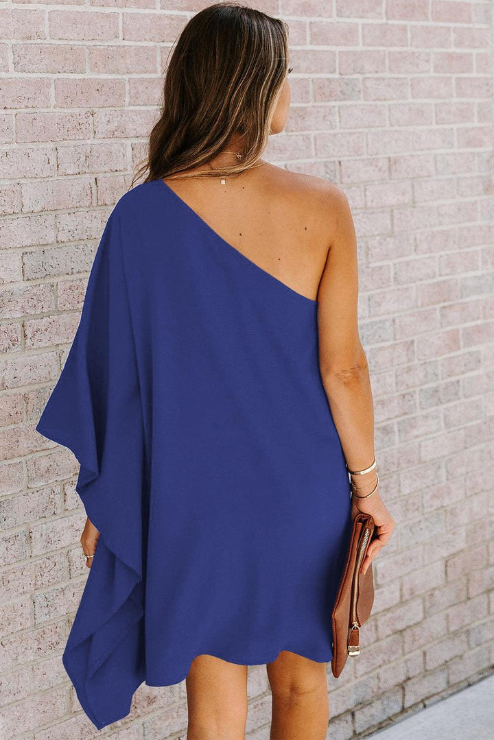Cornelia™ | Elegant One-Shoulder Mini Kjole med Flagermusærmer