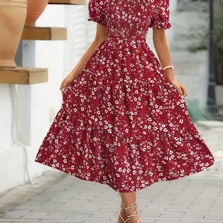 Laura™ | Elegant Midi Kjole med Blomstermønster