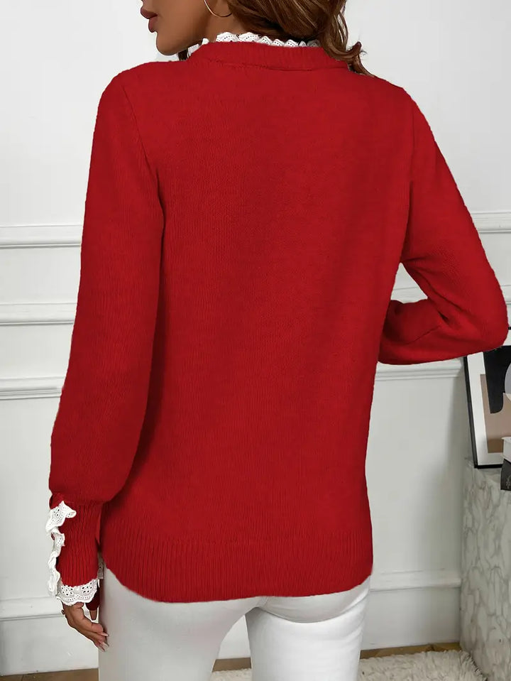 Sofie™ | Elegant strikket sweater med flæser og knapper