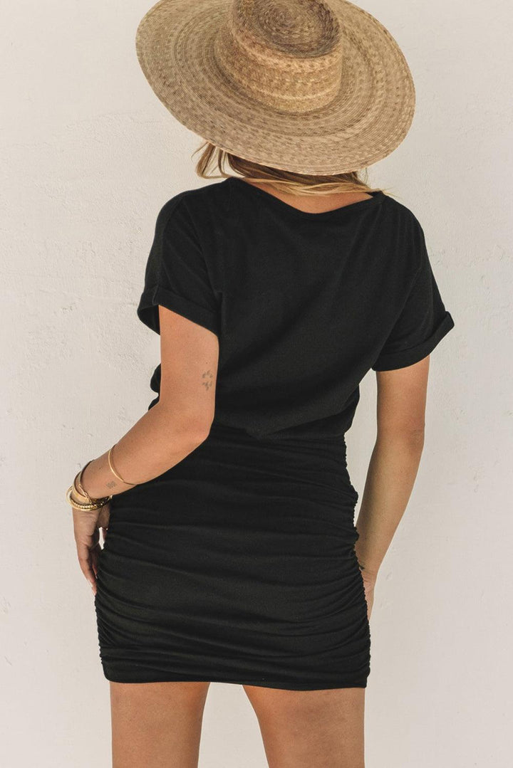 Emma™ | Rynket bodycon minikjole med lomme