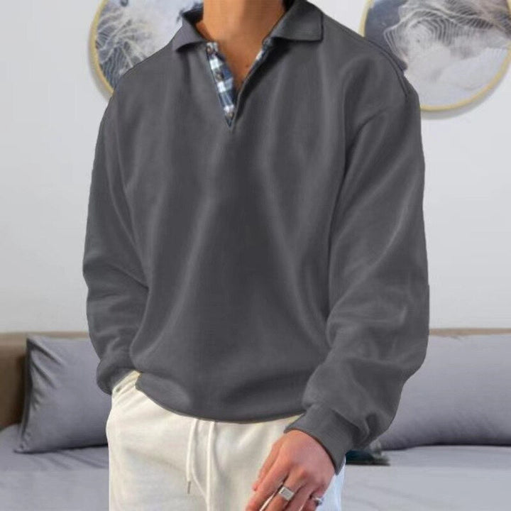 Valdemar | Herre Casual Pullover med Ternet Krave