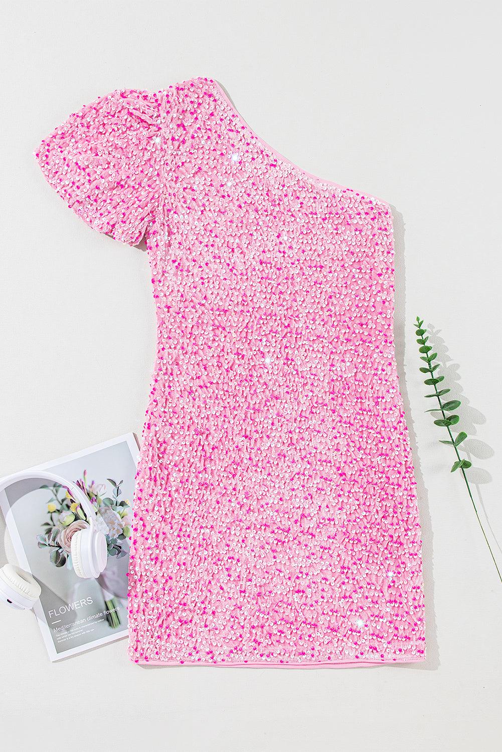 Ida™ | Elegant Ensfarvet Mini Kjole med Pailletter