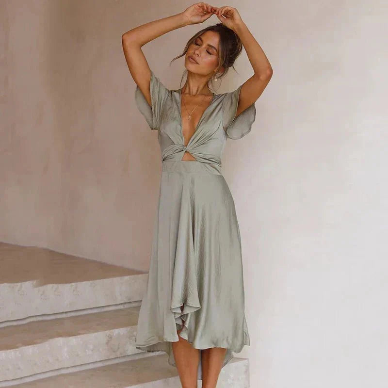 Rosella™ | Elegant Flæseærmet Midi Kjole