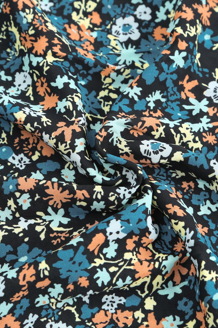 Lea™ | Rynket Crop Top og Maxinederdel med Blomsterprint