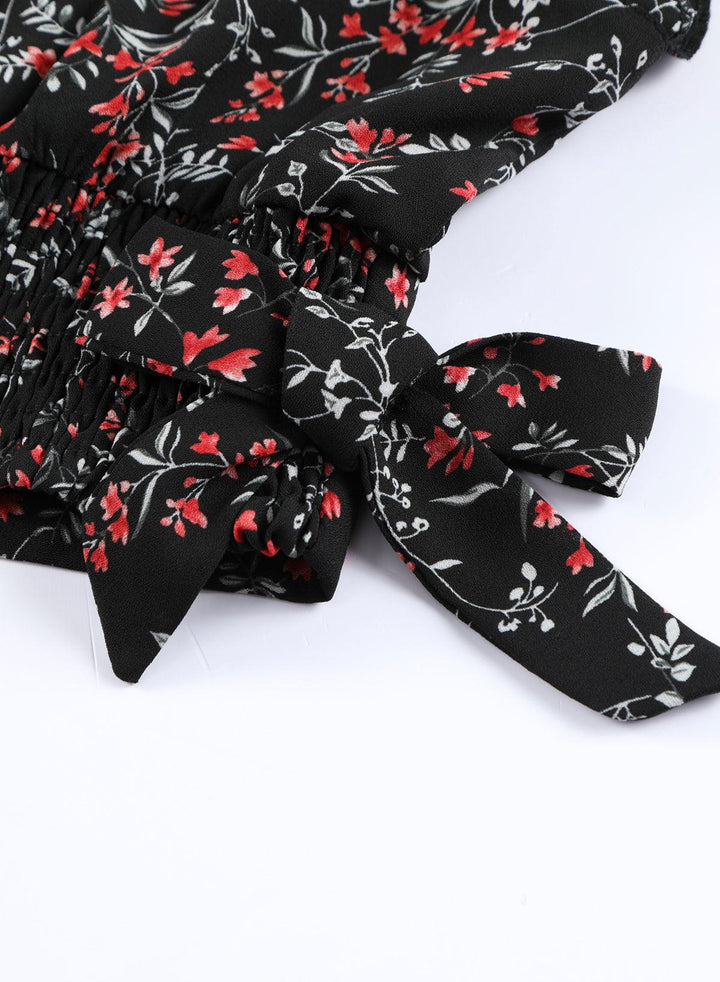 Lea™ | Rynket Crop Top og Maxinederdel med Blomsterprint