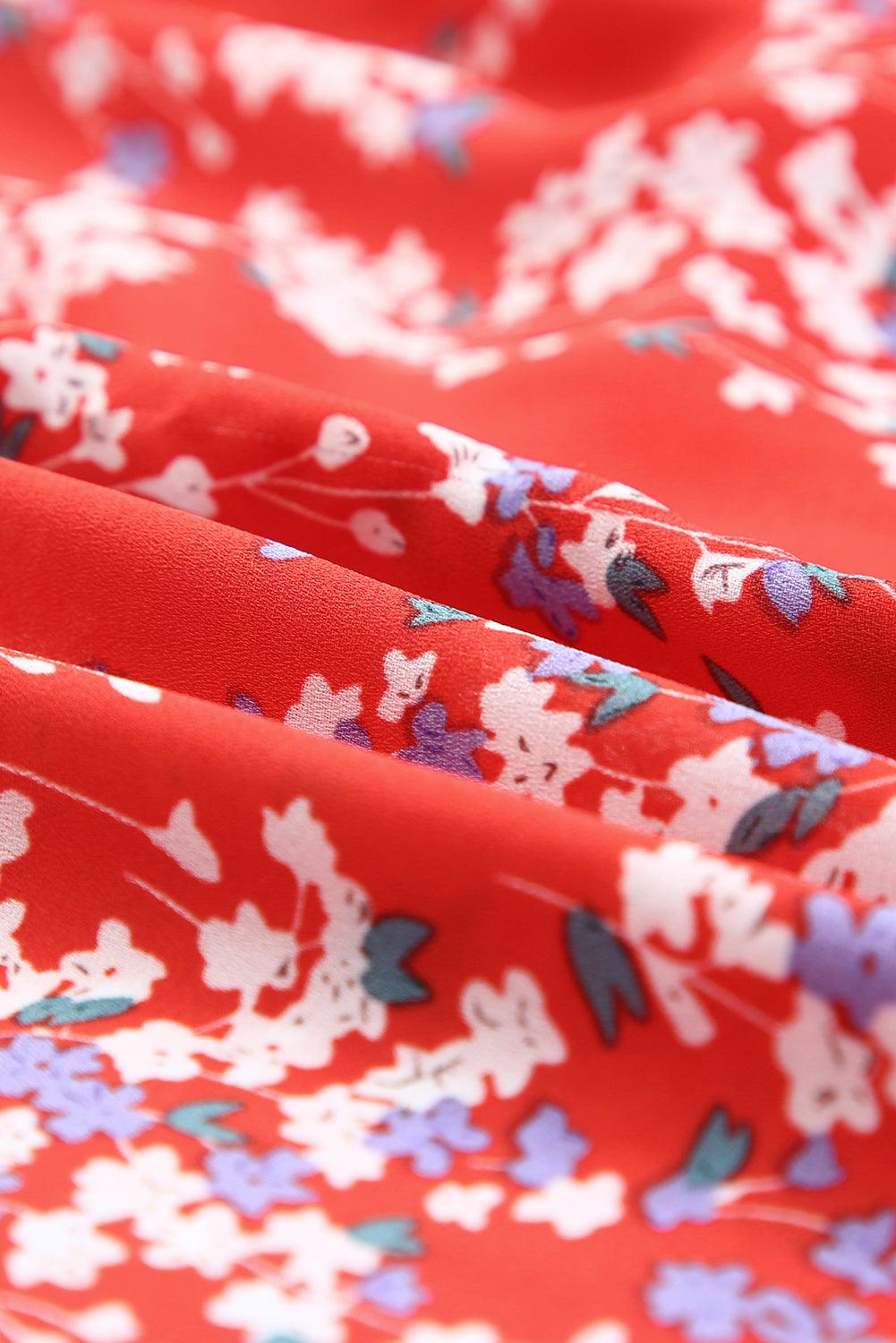Lea™ | Rynket Crop Top og Maxinederdel med Blomsterprint