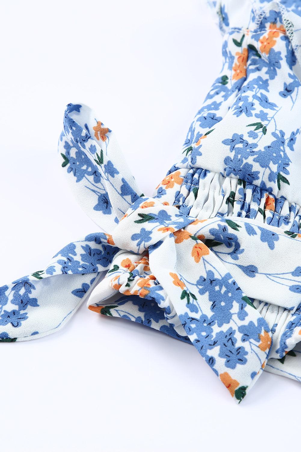 Lea™ | Rynket Crop Top og Maxinederdel med Blomsterprint