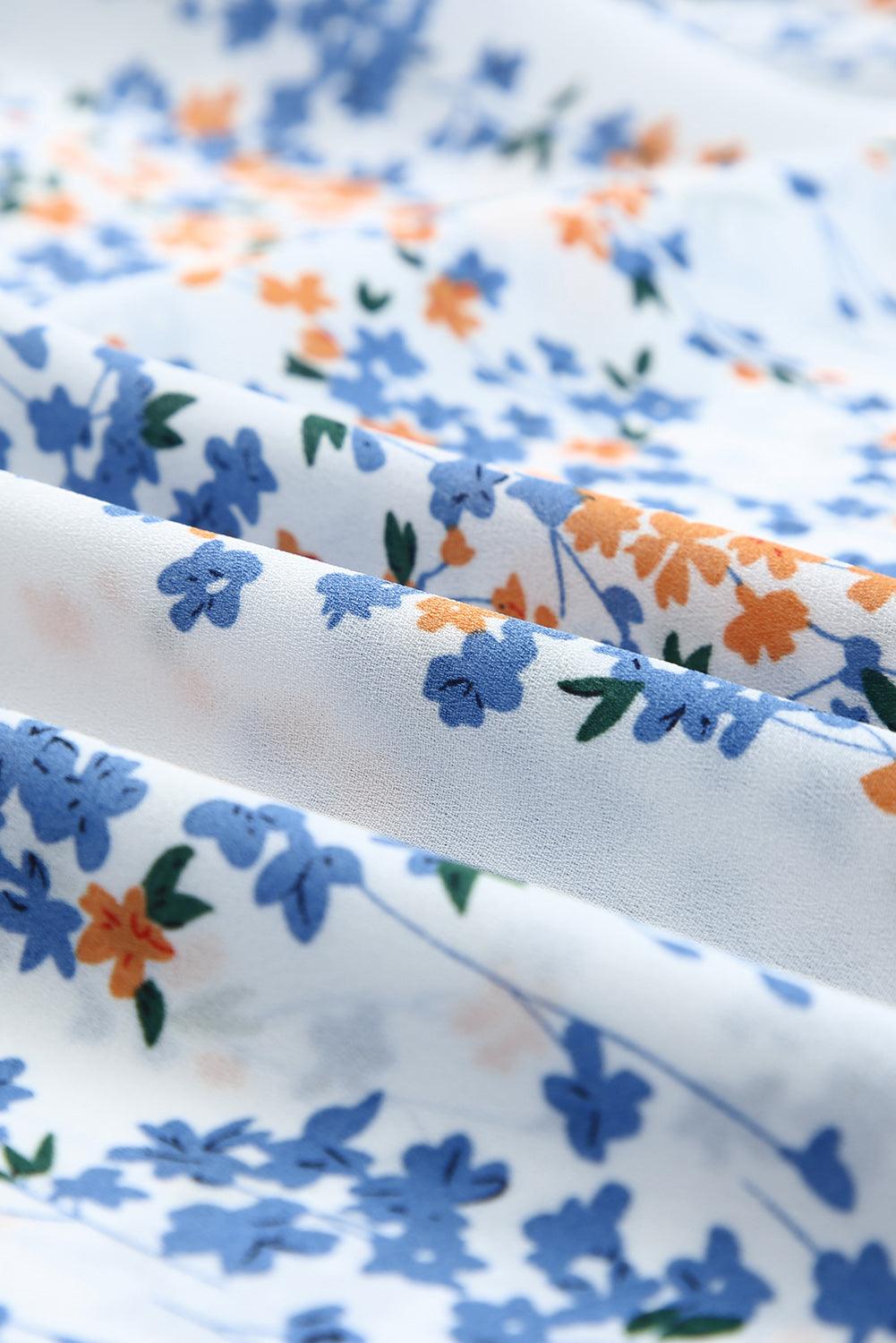 Lea™ | Rynket Crop Top og Maxinederdel med Blomsterprint