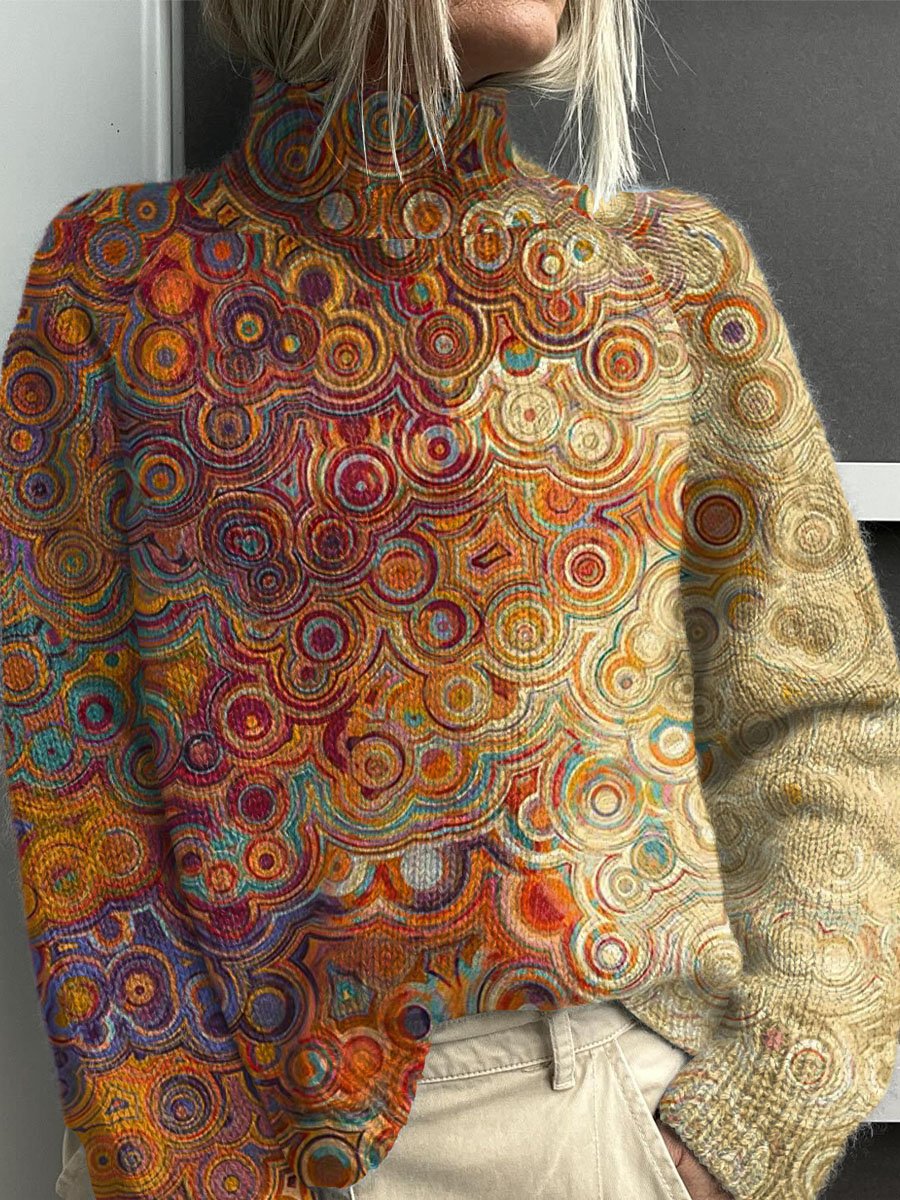 Sofie™ | Farverig Regnbue Turtleneck Sweater