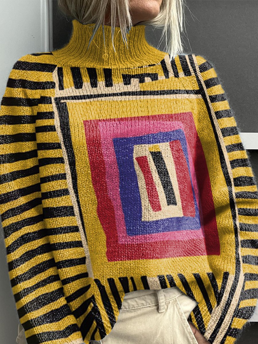 Sofie™ | Farverig Regnbue Turtleneck Sweater