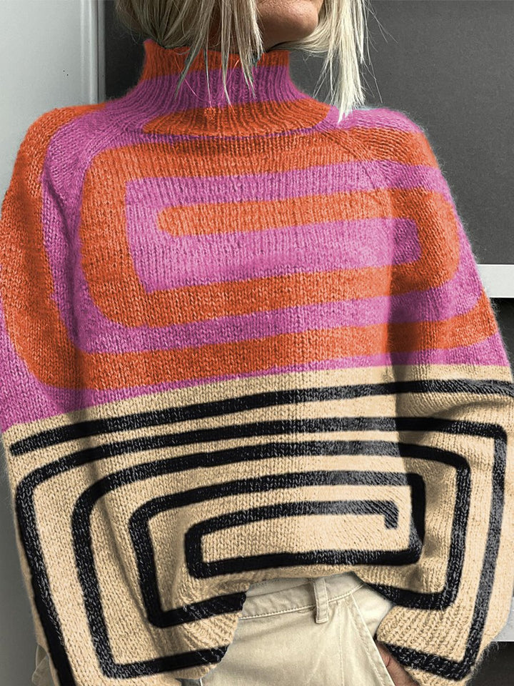 Sofie™ | Farverig Regnbue Turtleneck Sweater