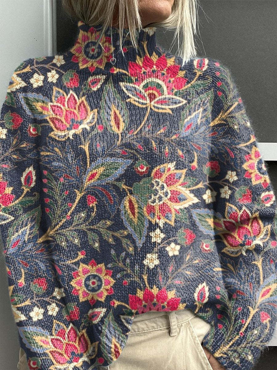 Sofie™ | Farverig Regnbue Turtleneck Sweater