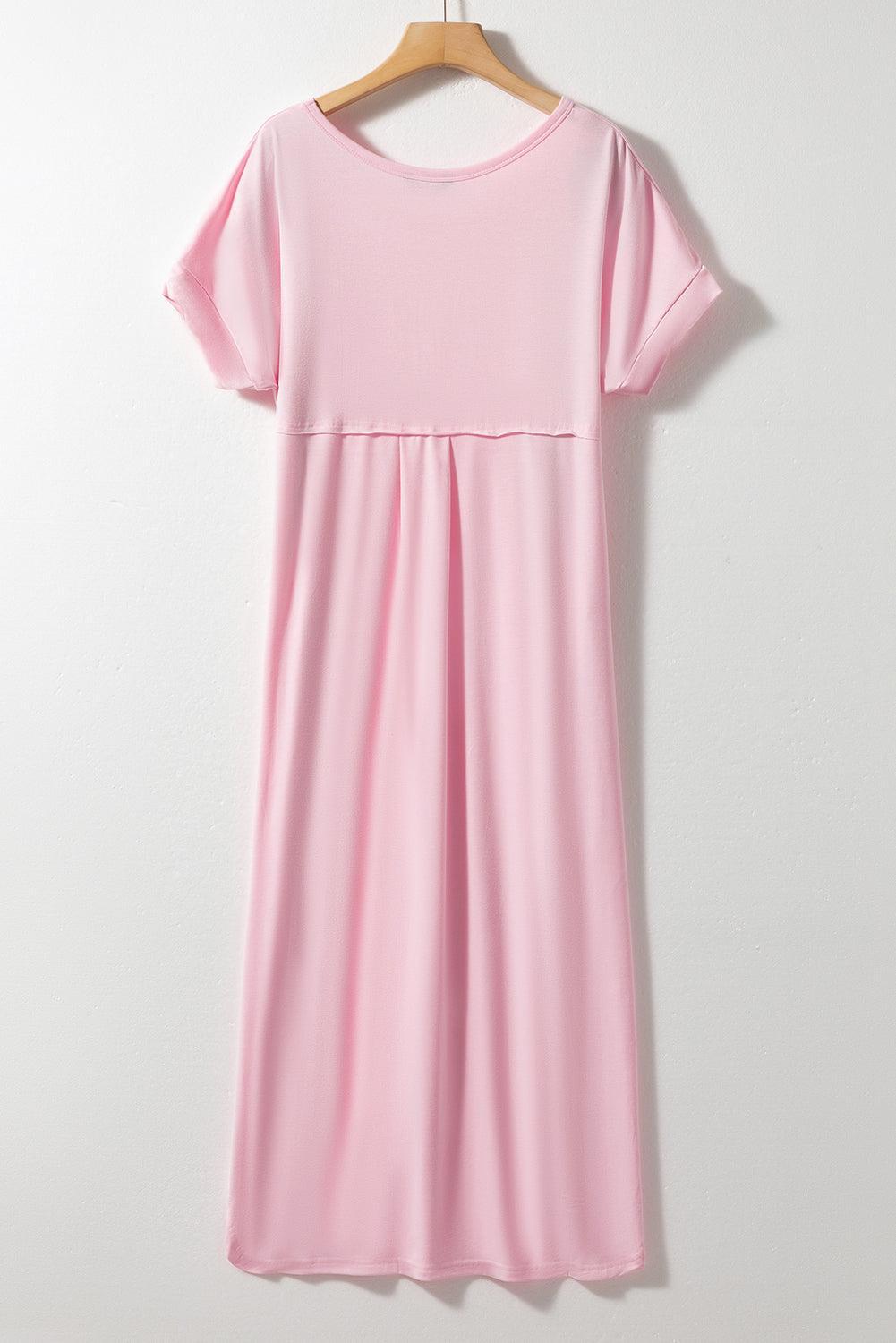 Emma™ | Maxi T-shirt Kjole med V-hals, Slids og Lommer