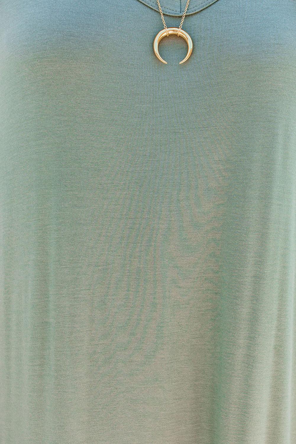 Anna™ | Maxi T-shirt Kjole med V-hals, Slids og Lommer