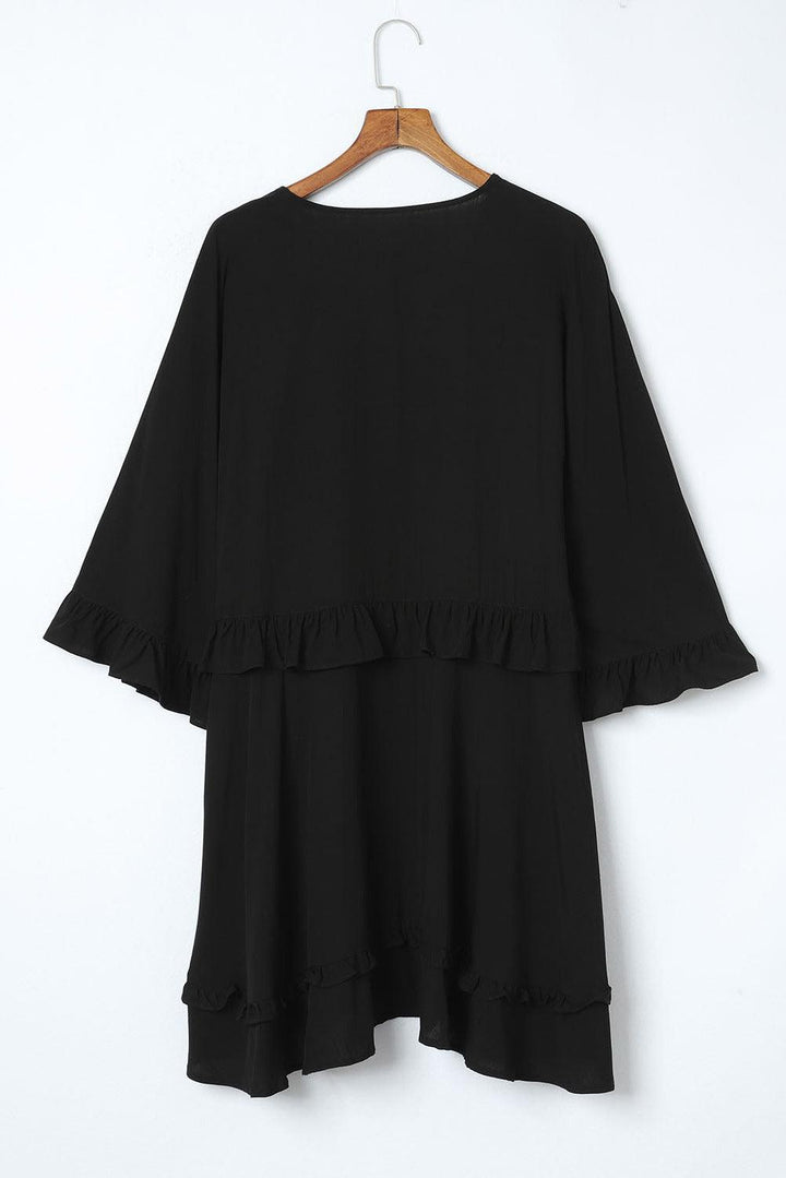 Emma™ | Elegant Sort Babydoll Mini Kjole med V-hals