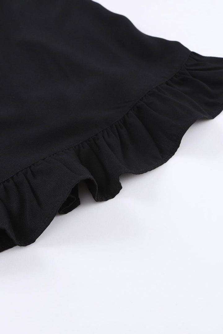 Emma™ | Elegant Sort Babydoll Mini Kjole med V-hals